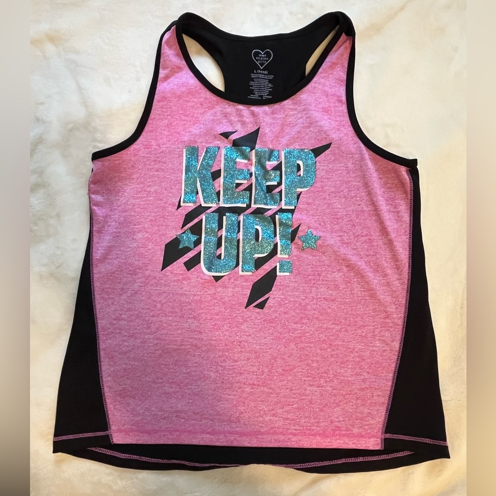 MAD Engine Pink and Black Tank with Glitter Accents